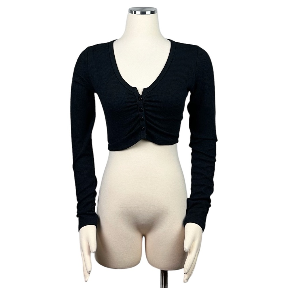 Garage Long Sleeve Crop Top Black Size XS